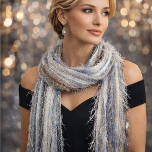 Chic Women's Silver and Blue Scarf
